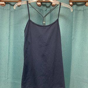 lululemon athletica Power Y Tank Navy with Green Trim on inside Size 10